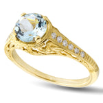 Yellow Gold Diamond and Aqua Fashion Mount