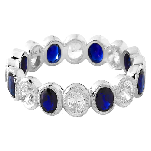 Bezel Set Blue and White Sapphire Eternity Band