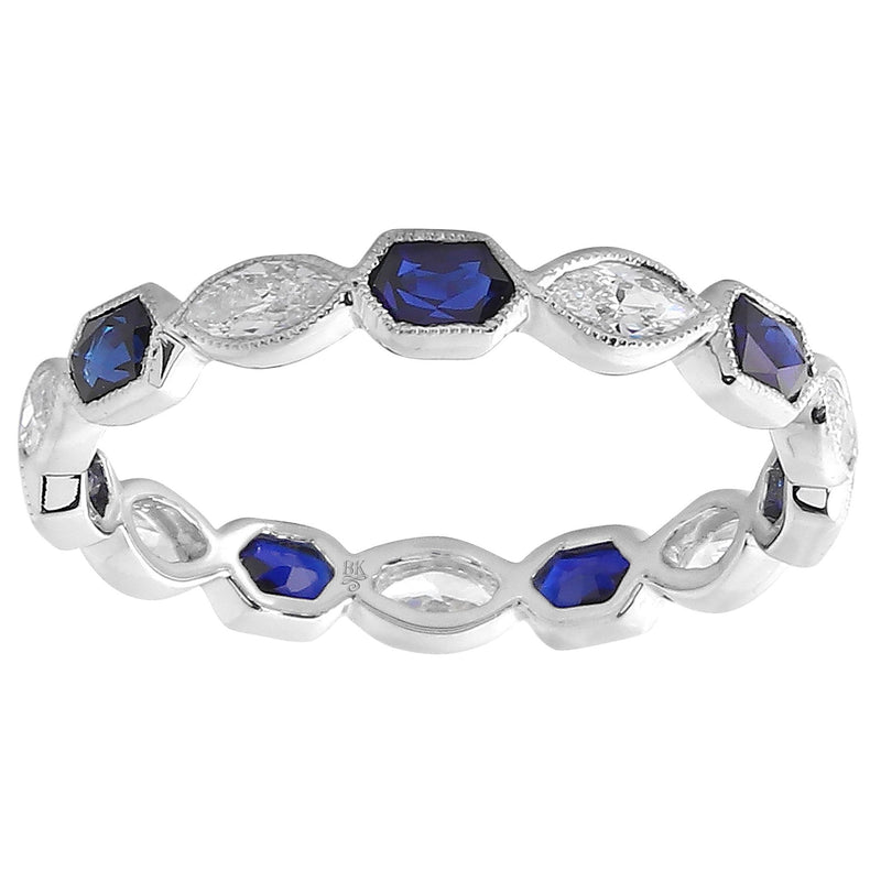 Marquise Cut Diamond and Sapphire Eternity Band