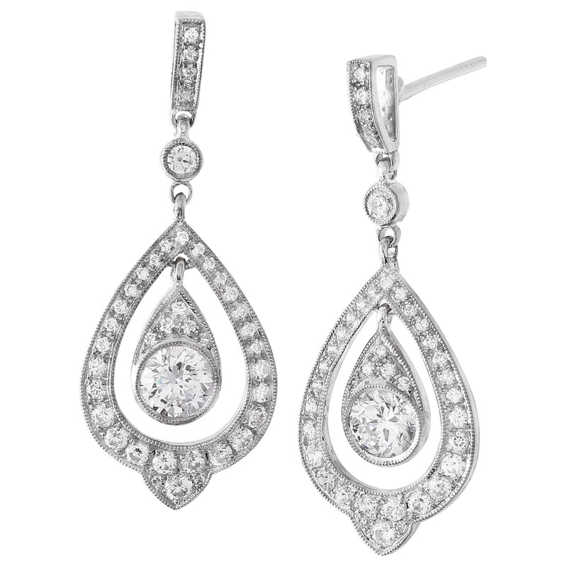 Bezel Set Round Diamond Center Post-back Earrings