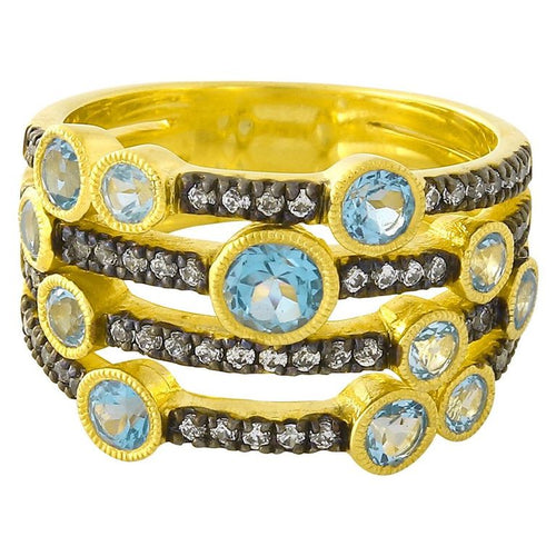 White Sapphire and Blue Topaz Fashion Band