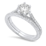 Engraved Diamond Engagement Set