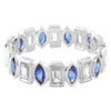 Bezel Set Blue Sapphire and Baguette Diamond Eternity Band