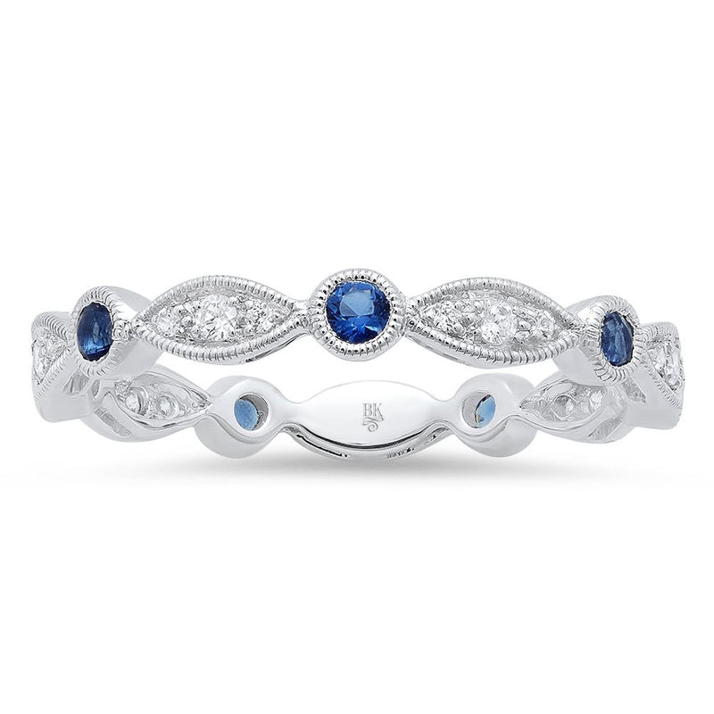 Brilliant Cut Blue Sapphire and White Sapphire Band