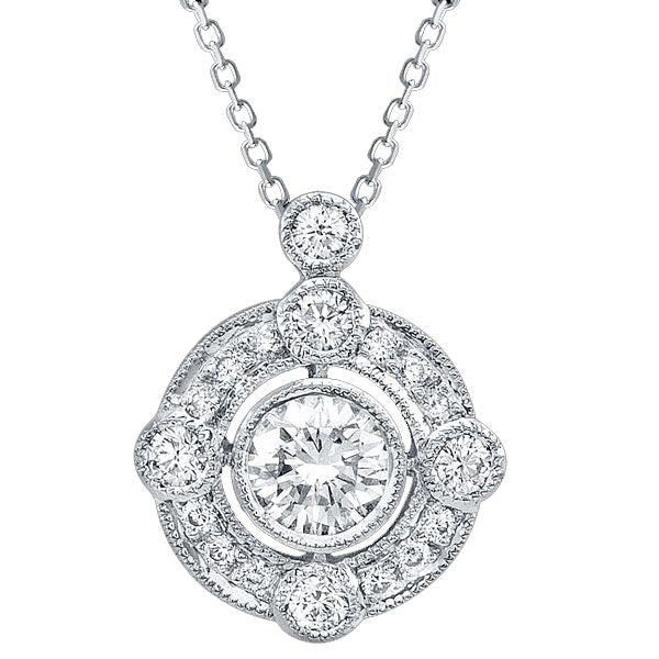 Round Cut Diamond Bezel Set Pendant