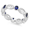 Oval Cut White and Blue Sapphire Eternity Band