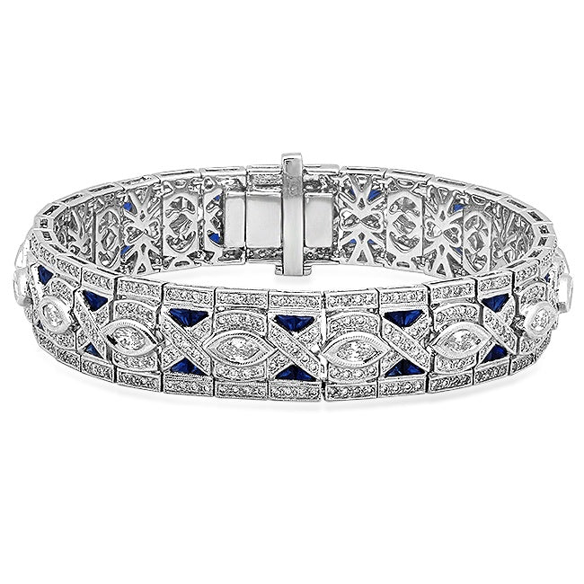 Art-Deco Diamond and Sapphire Tennis Bracelet