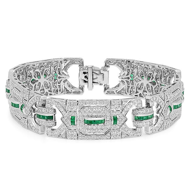 Art Deco Diamond and Emerald Bracelet