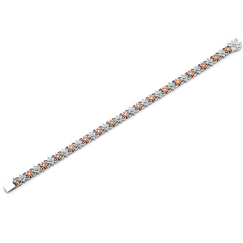 Two-Tone Diamond Floral Tennis Bracelet