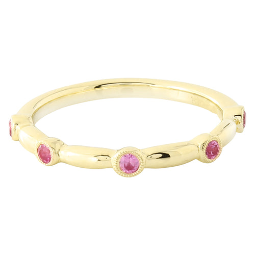 Bezel Set Pink Sapphire Station Band Halfway Around