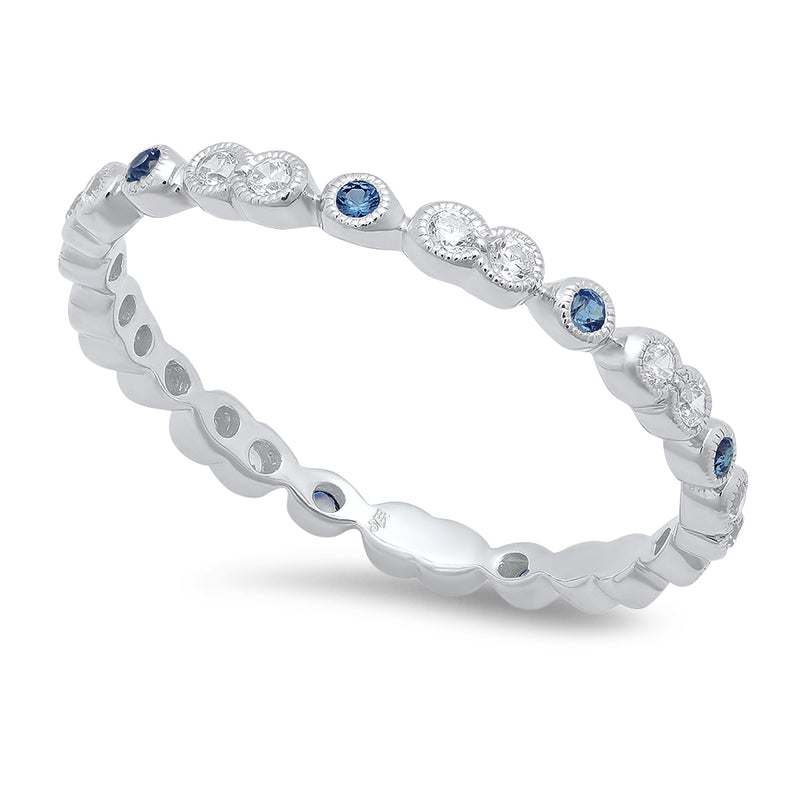 Alternating Single Sapphire and Double Round Diamonds Eternity Band | Beverley K