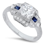 Art Deco Diamond Engagement Ring Setting with Baguette Sapphires | Beverley K
