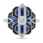Art Deco Sapphire, Onyx, and Diamond