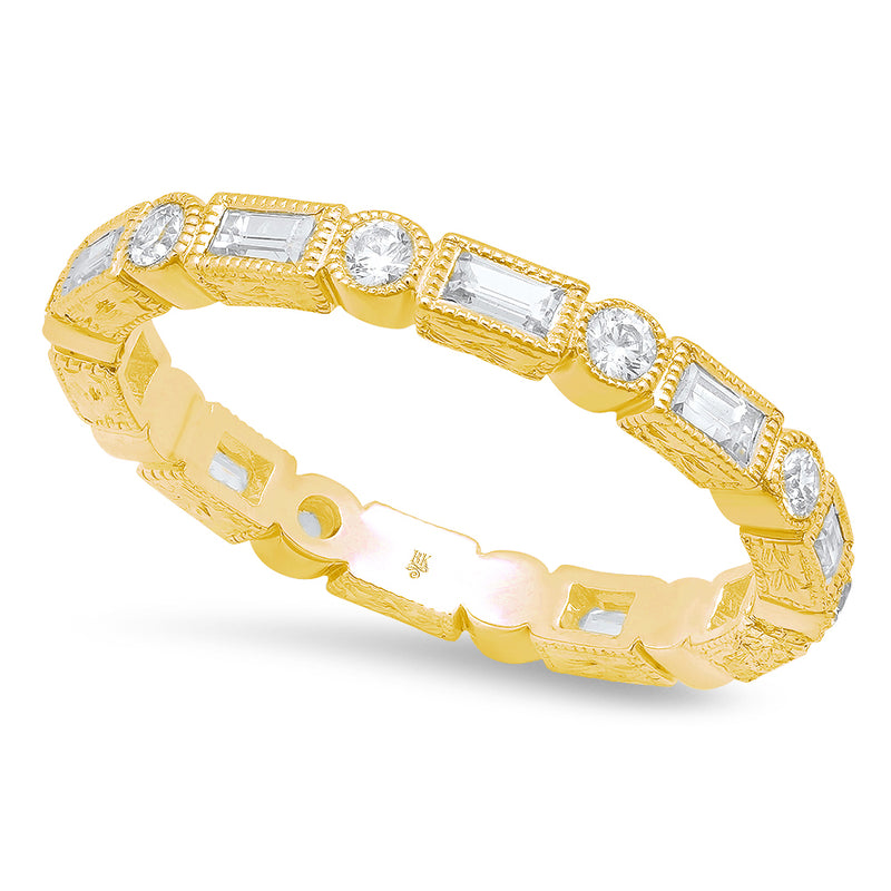 Baguette and Round Diamond Eternity Band-2.6mm | Beverley K