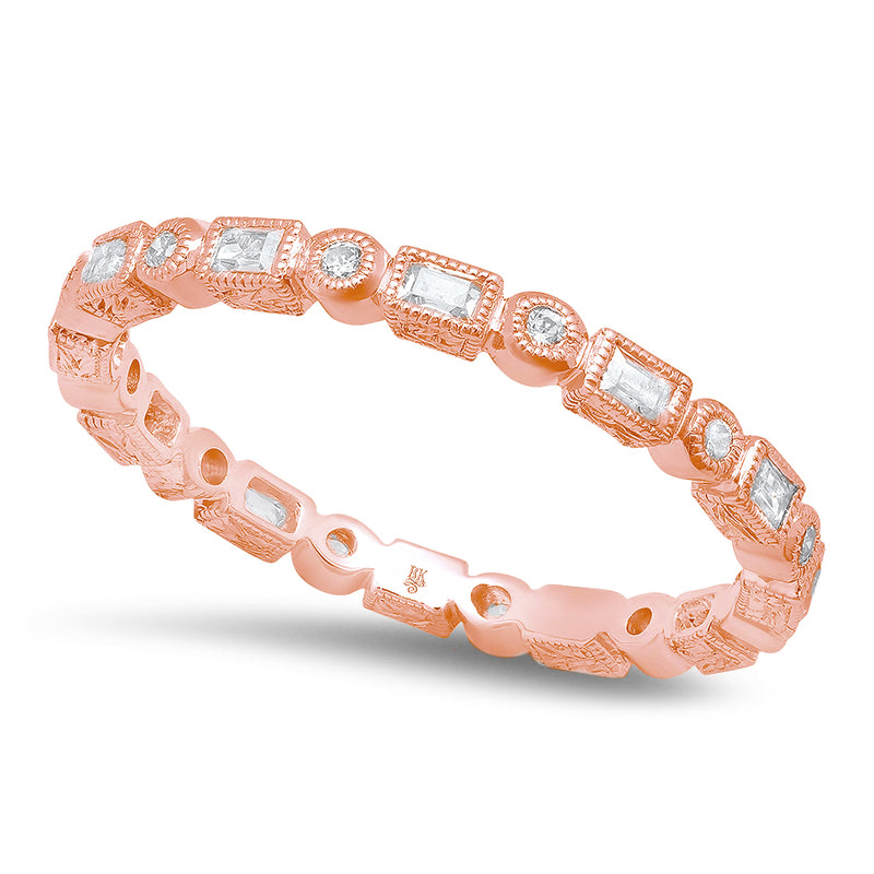 Baguette and Round Diamond Eternity Band-2mm | Beverley K