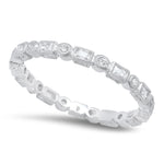 Baguette and Round Diamond Eternity Band-2mm | Beverley K
