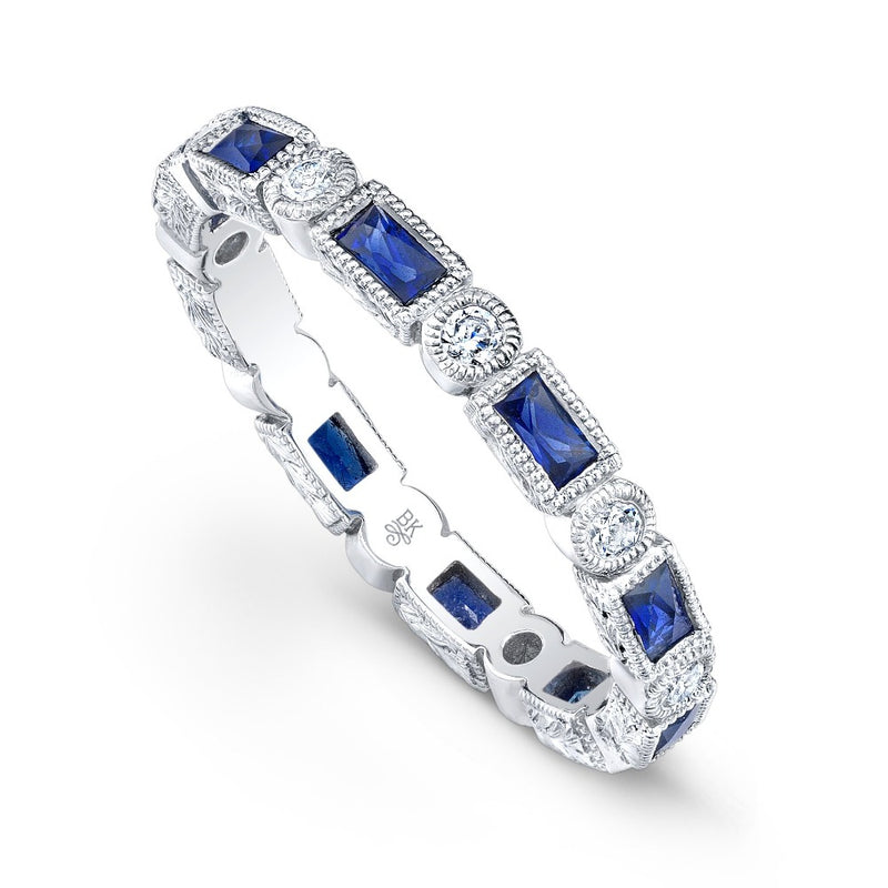Baguette Sapphire and Round Diamond Eternity Band-2.6mm | Beverley K