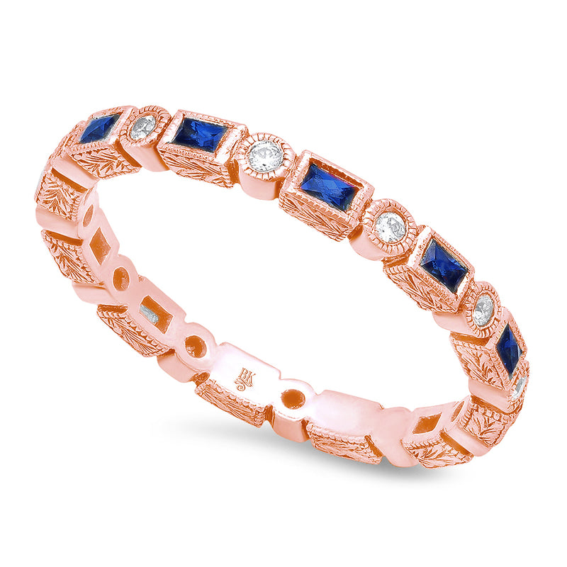 Baguette Sapphire and Round Diamond Eternity Band | Beverley K