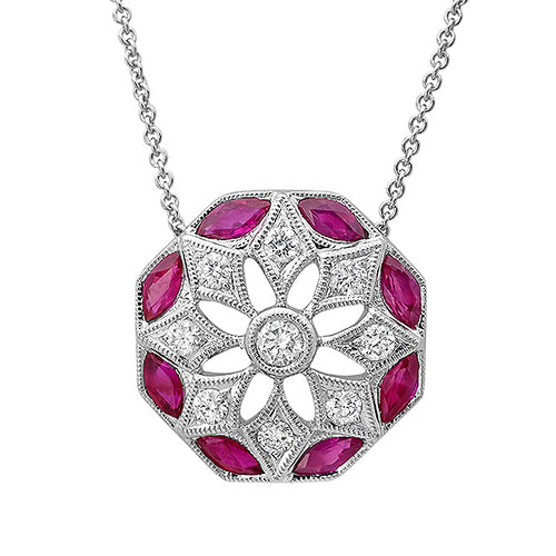 Daisy Diamond and Ruby Necklace | Beverley K 