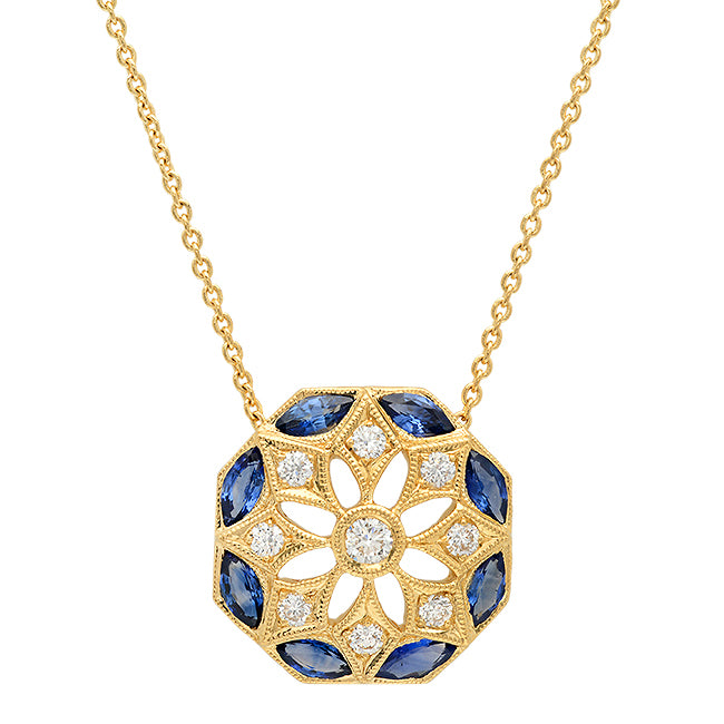 14KT Rose Gold Luminous Petalled Floral Diamond Necklace