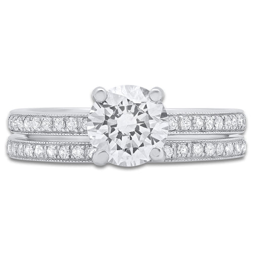 Diamond Engagement Ring Setting and Matching Band | Beverley K