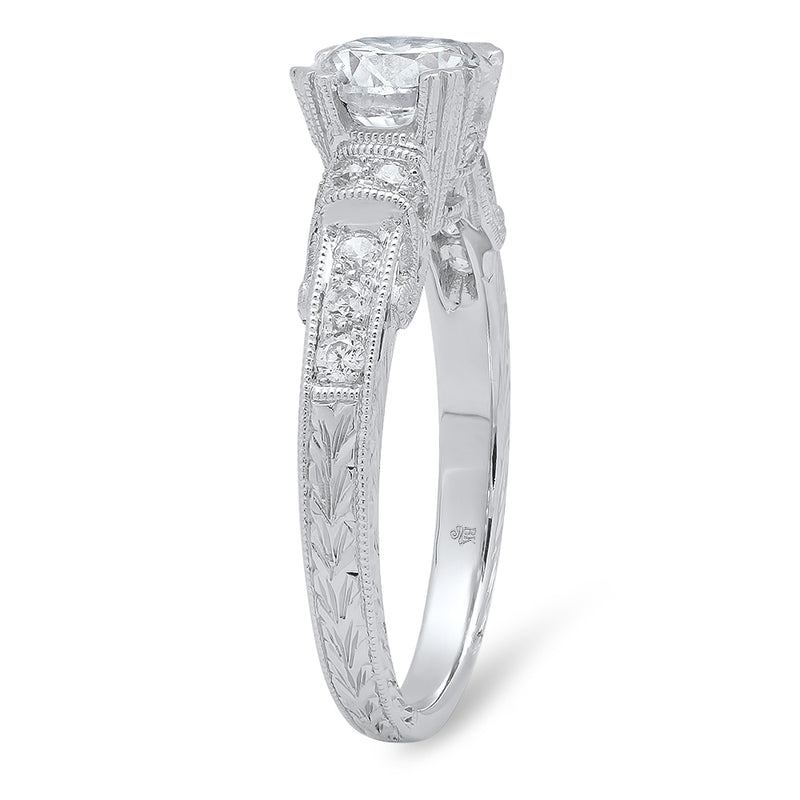 Vintage Inspired Diamond Engagement Semi-Mount (Video View)
