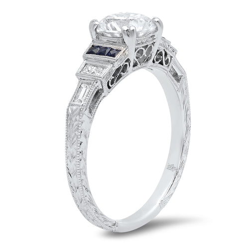 Diamond Engagement Ring Setting with French Cut Sapphires | Beverley K