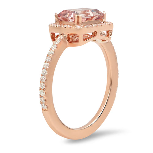 Diamond Ring with Emerald Cut Morganite Center | Beverley K