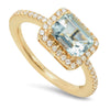 Diamond Ring with Emerald Cut Aqua Center | Beverley K