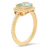 Diamond Ring with Emerald Cut Aqua Center | Beverley K