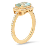 Diamond Ring with Emerald Cut Aqua Center | Beverley K