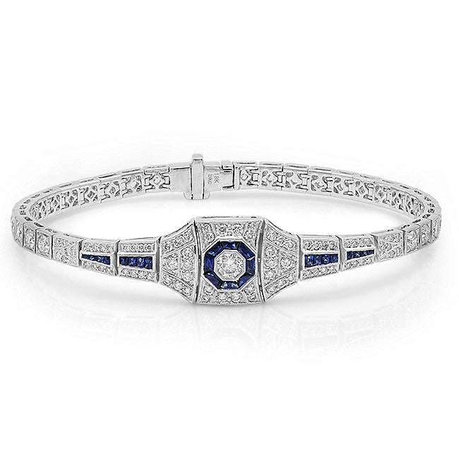 Art Deco Diamond and Blue Sapphire Bracelet