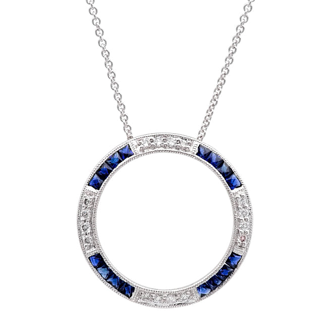 Diamond and Sapphire Circle Necklace | Beverley K 