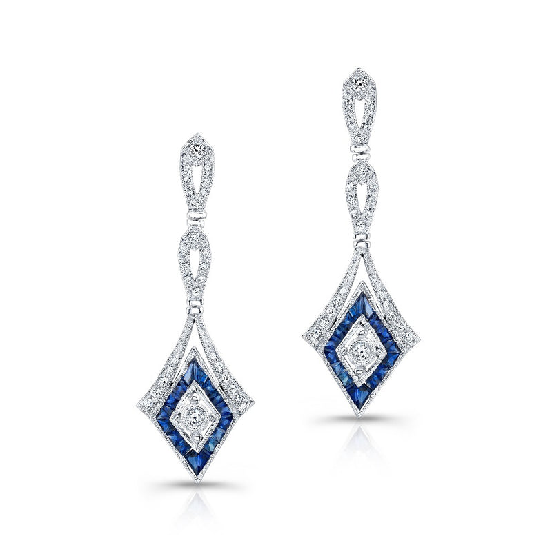 Diamond and Sapphire Drop Earrings | Beverley K