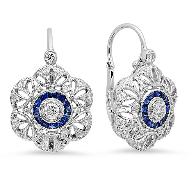 Diamond and Sapphire Flower Earrings | Beverley K 