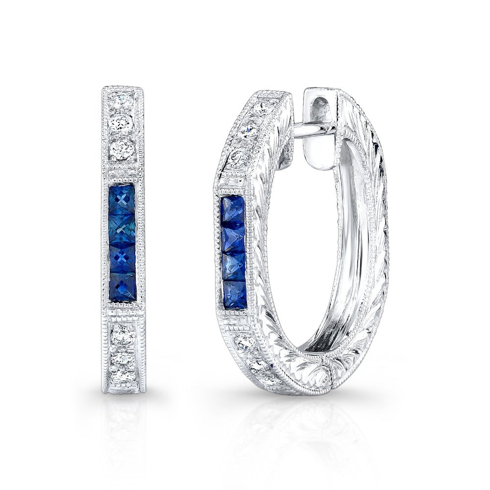 Diamond and Sapphire Hoop Earrings | Beverley K