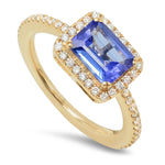 Diamond Ring with Emerald Cut Tanzanite Center | Beverley K