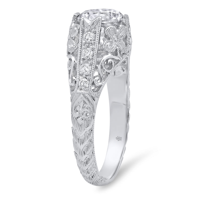 Vintage Inspired Diamond Floral Engagement Semi-Mount