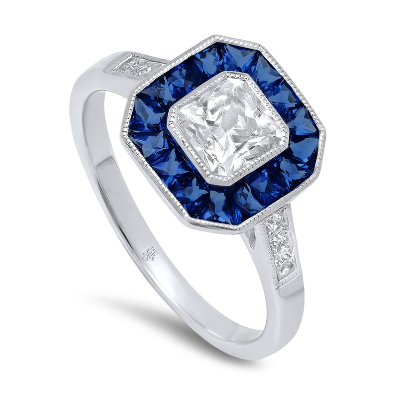 Hexagon Sapphire Halo Ring Setting | Beverley K