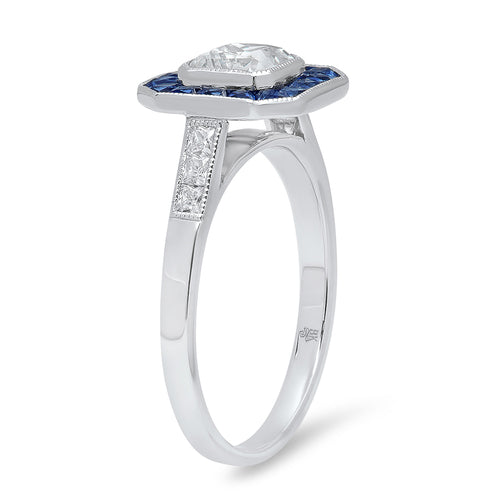 Hexagon Sapphire Halo Ring Setting | Beverley K