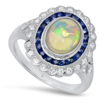 Opal Ring with Diamond and Sapphire | Beverley K