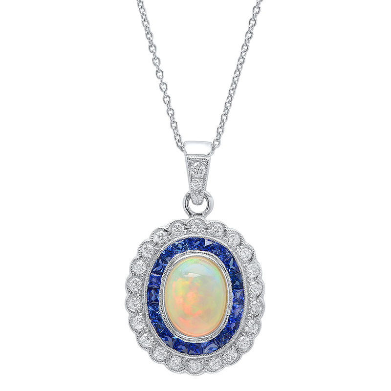 Opal, Sapphire, and Diamond Necklace | Beverley K