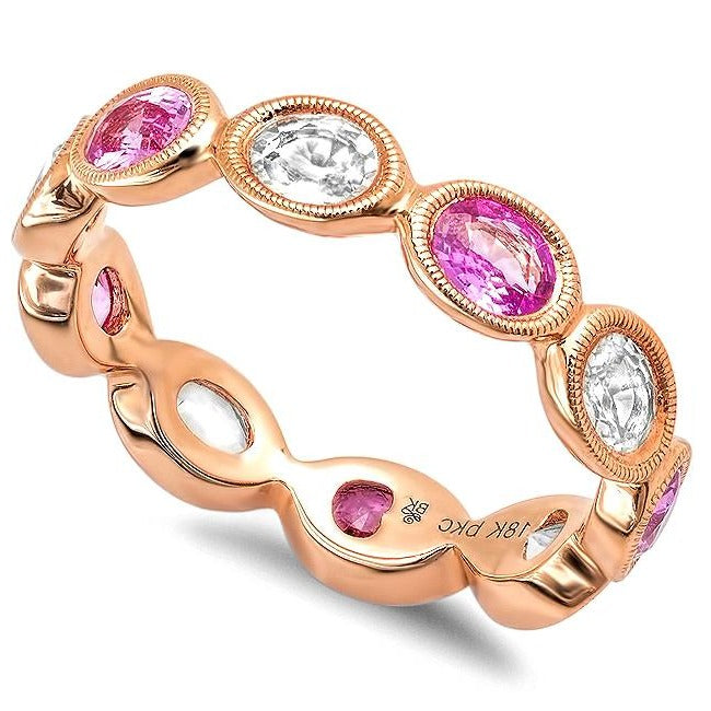 Oval White and Pink Sapphire Eternity Band | Beverley K