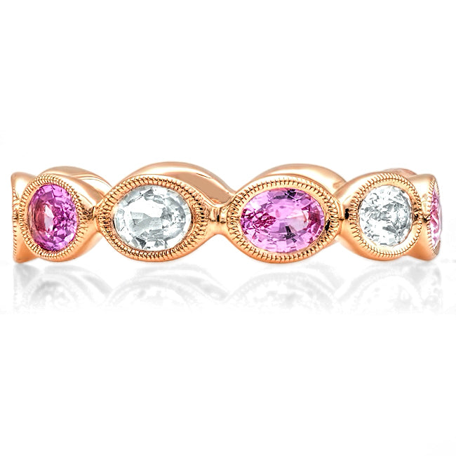 Oval White and Pink Sapphire Eternity Band | Beverley K