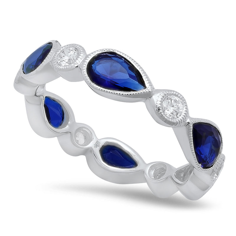 Pear Shape Sapphire and Round Diamond Eternity Band | Beverley K