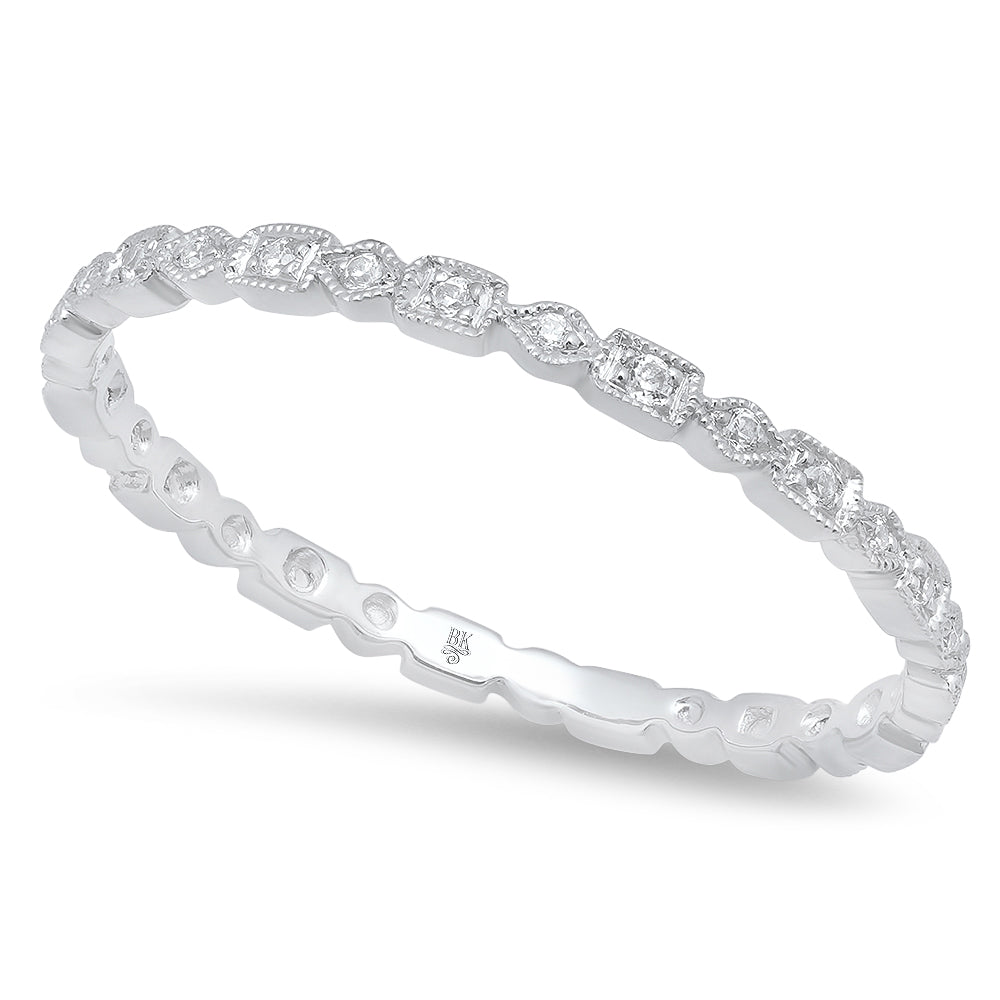 Rectangular Bands Rectangle and Diamond Shape Thin Eternity Band | Beverley K