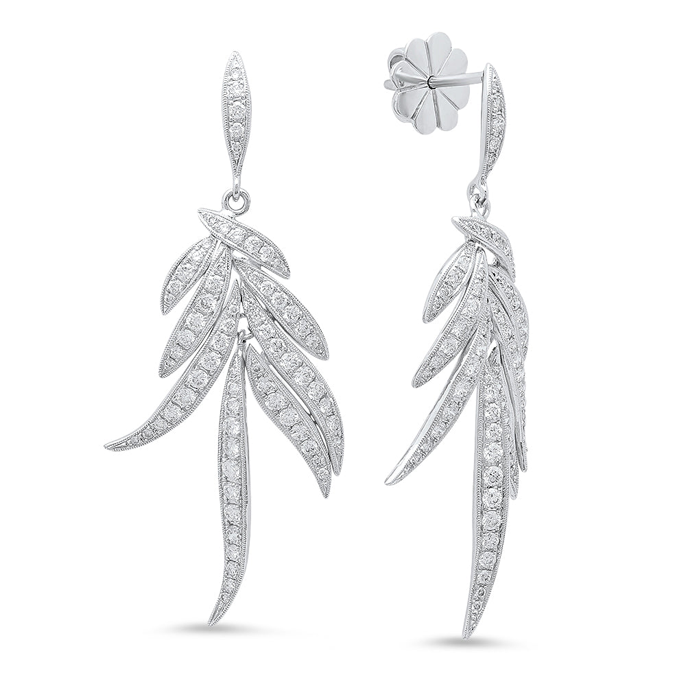 Small Feather Diamond Earrings | Beverley K
