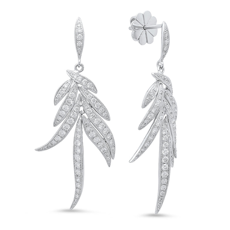 Small Feather Diamond Earrings | Beverley K