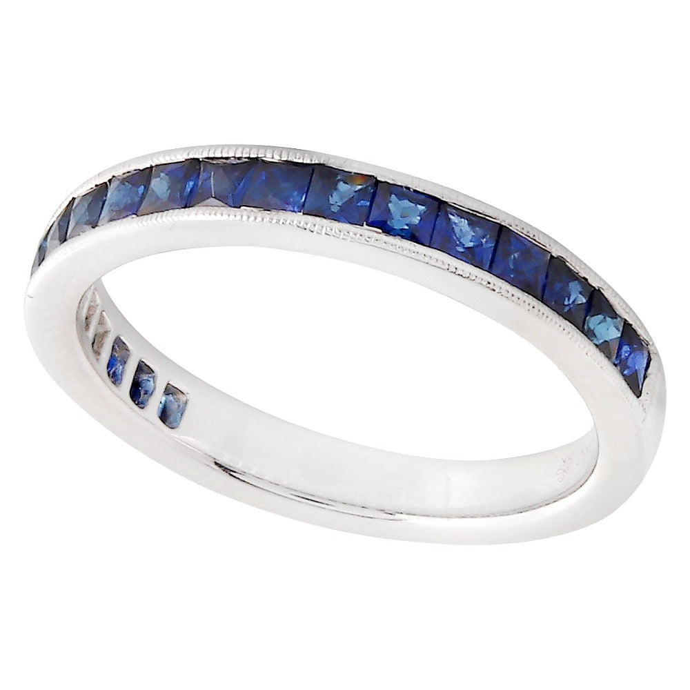 Square Cut Sapphire Band Set Half Way | Beverley K