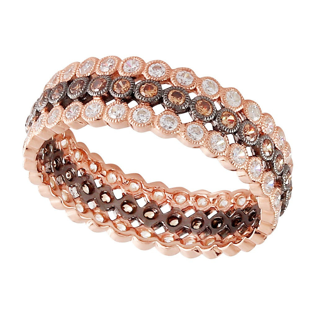 Triple Row Cognac and White Diamond Eternity Band | Beverley K